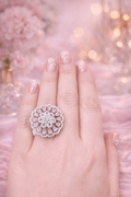 Blush Crystal Rosette Ring