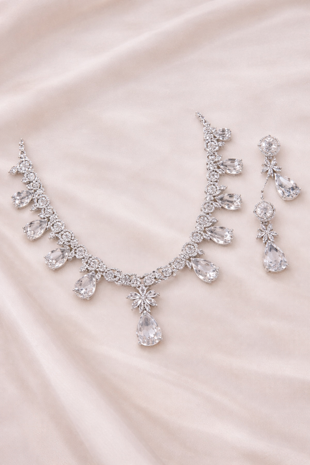 Elegant Crystal Drop Necklace Set