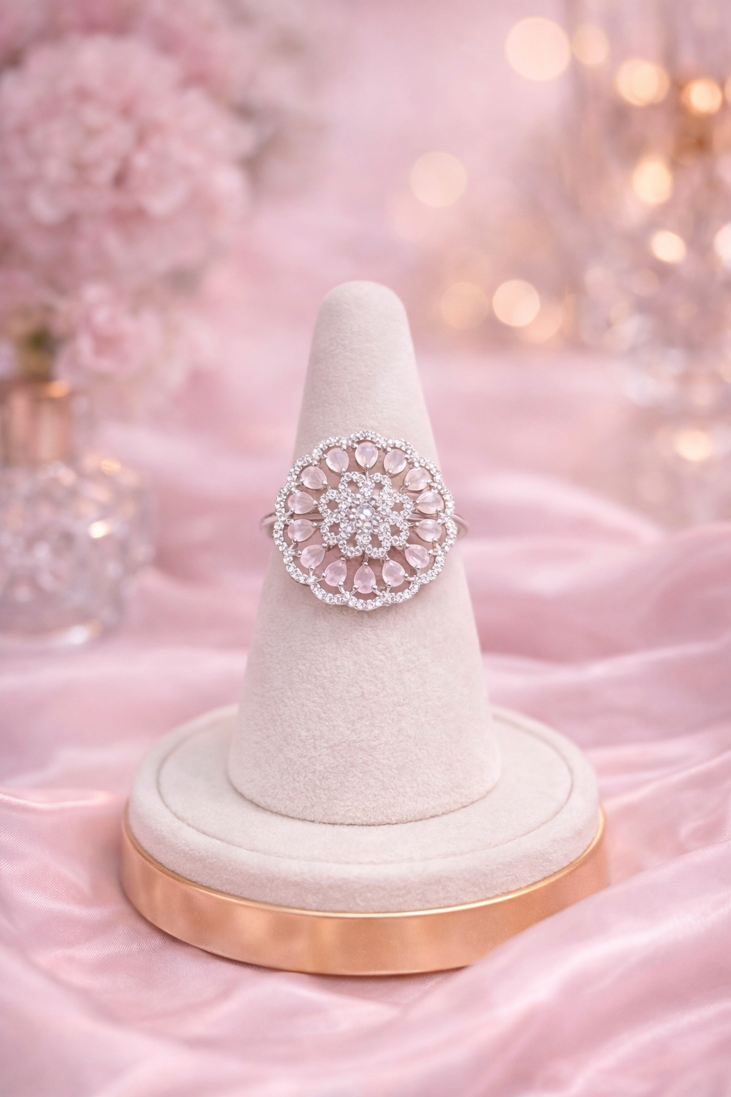 Blush Crystal Rosette Ring