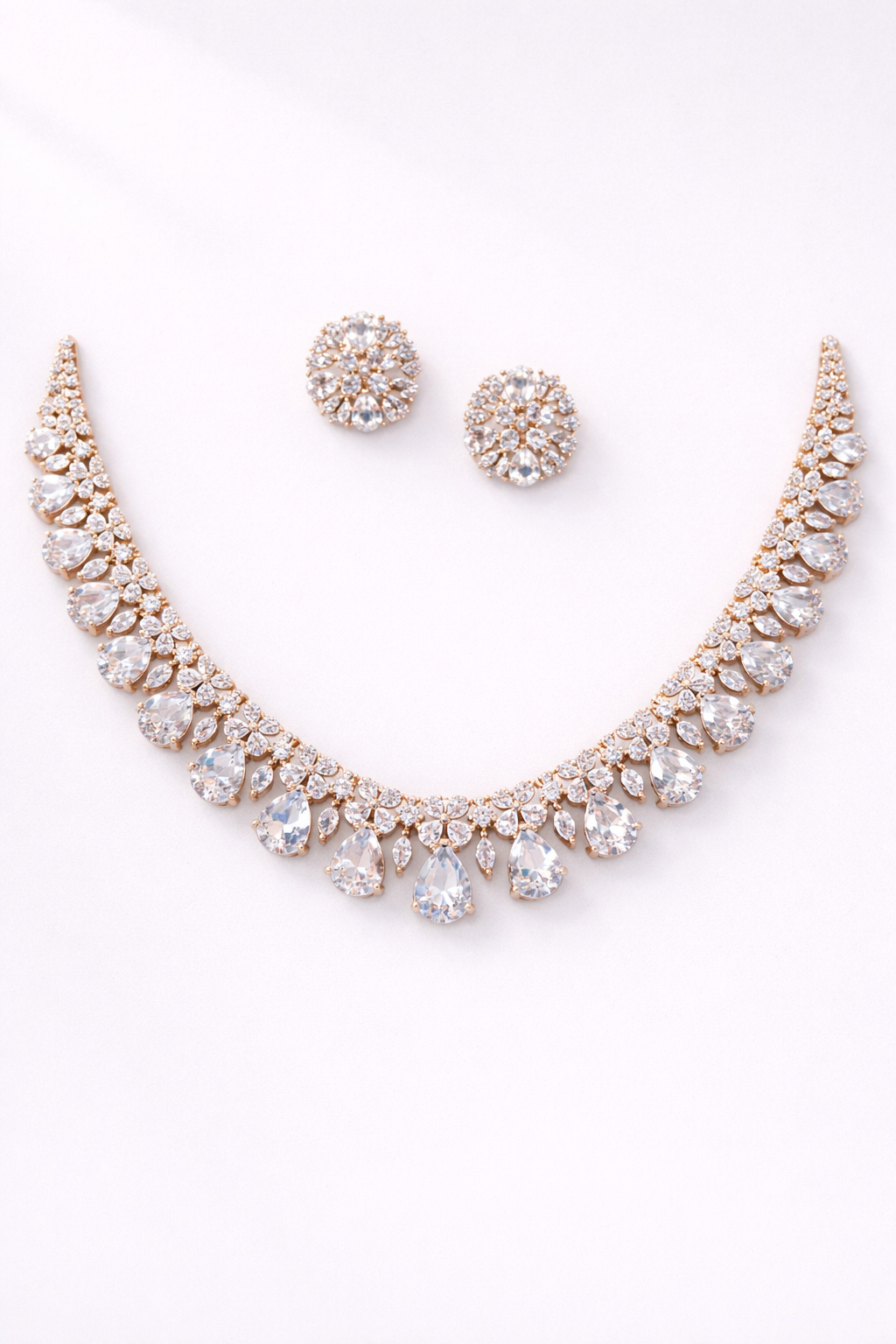 Crystal Teardrop Glamour Necklace Set