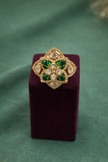 Emerald Blossom Polki Statement Ring