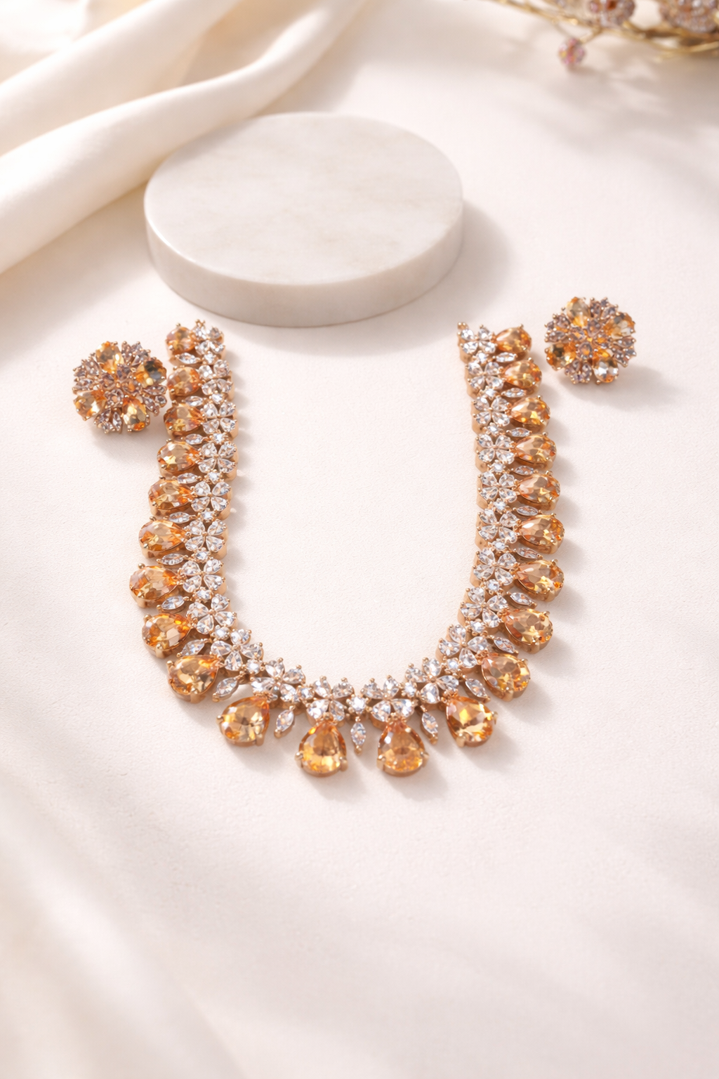 Amber Glow Statement Necklace Set
