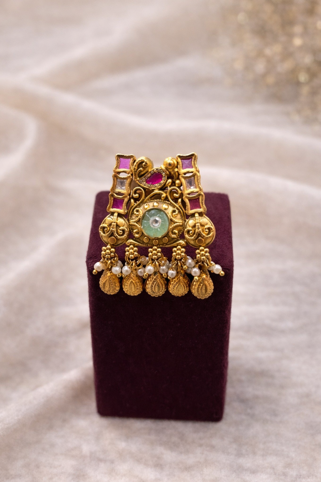 Heritage Ruby & Pearl Dangling Statement Ring