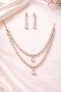 Double Layer Crystal Drop Necklace Set