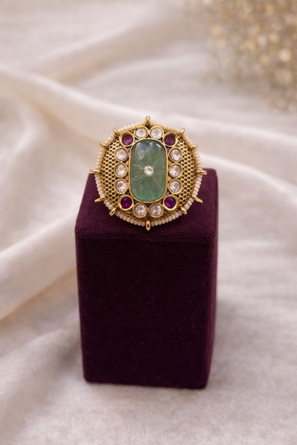 Heritage Emerald Polki Statement Ring