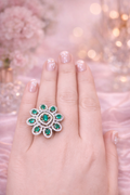 Emerald Blossom Diamond Ring