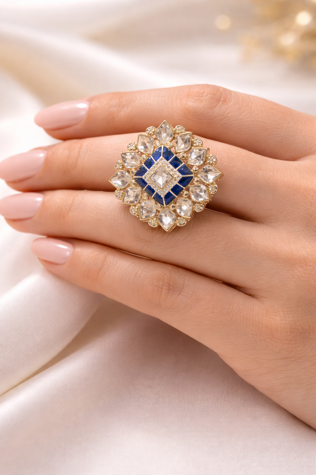 Royal Sapphire Polki Statement Ring