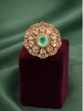 Emerald Bloom Polki Statement Ring