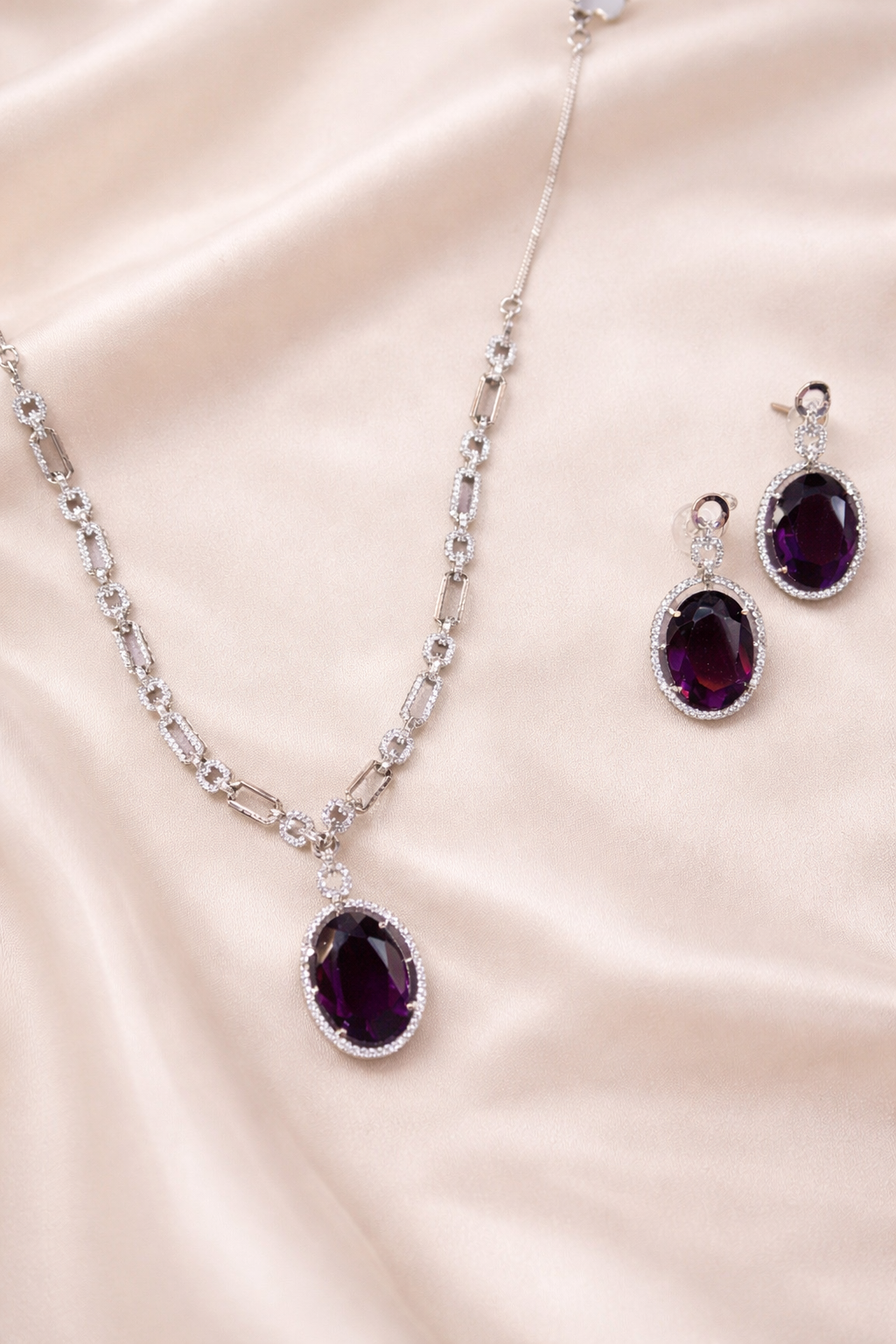 Amethyst Oval Elegance Necklace Set