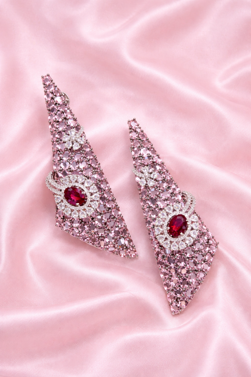 Blush Ruby Statement Earrings