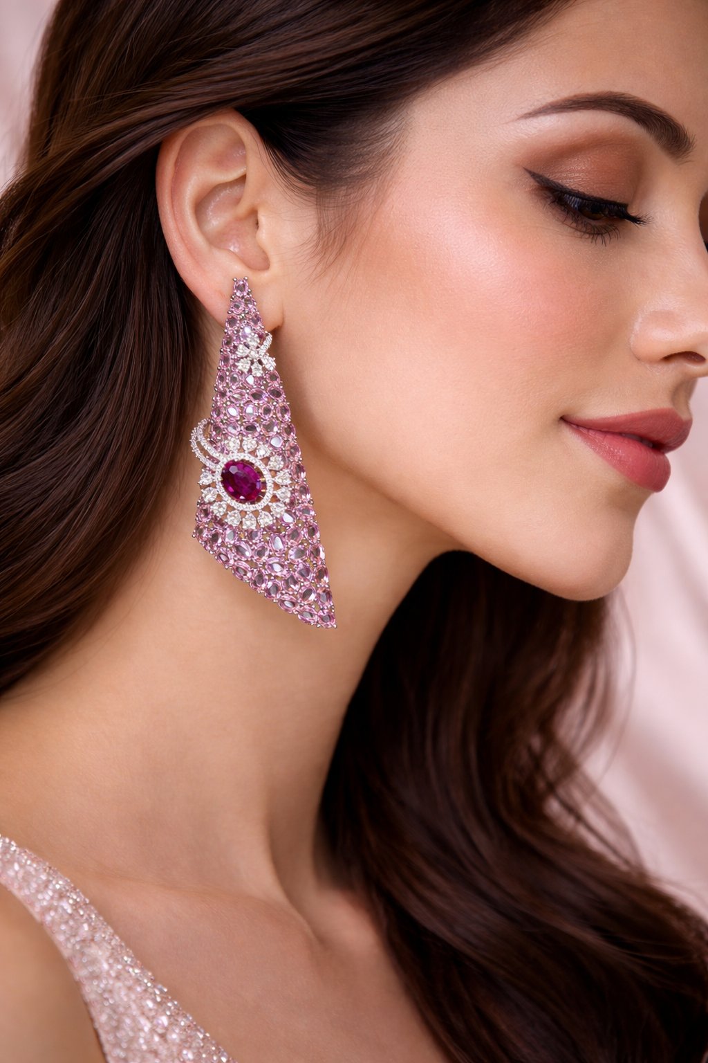 Blush Ruby Statement Earrings