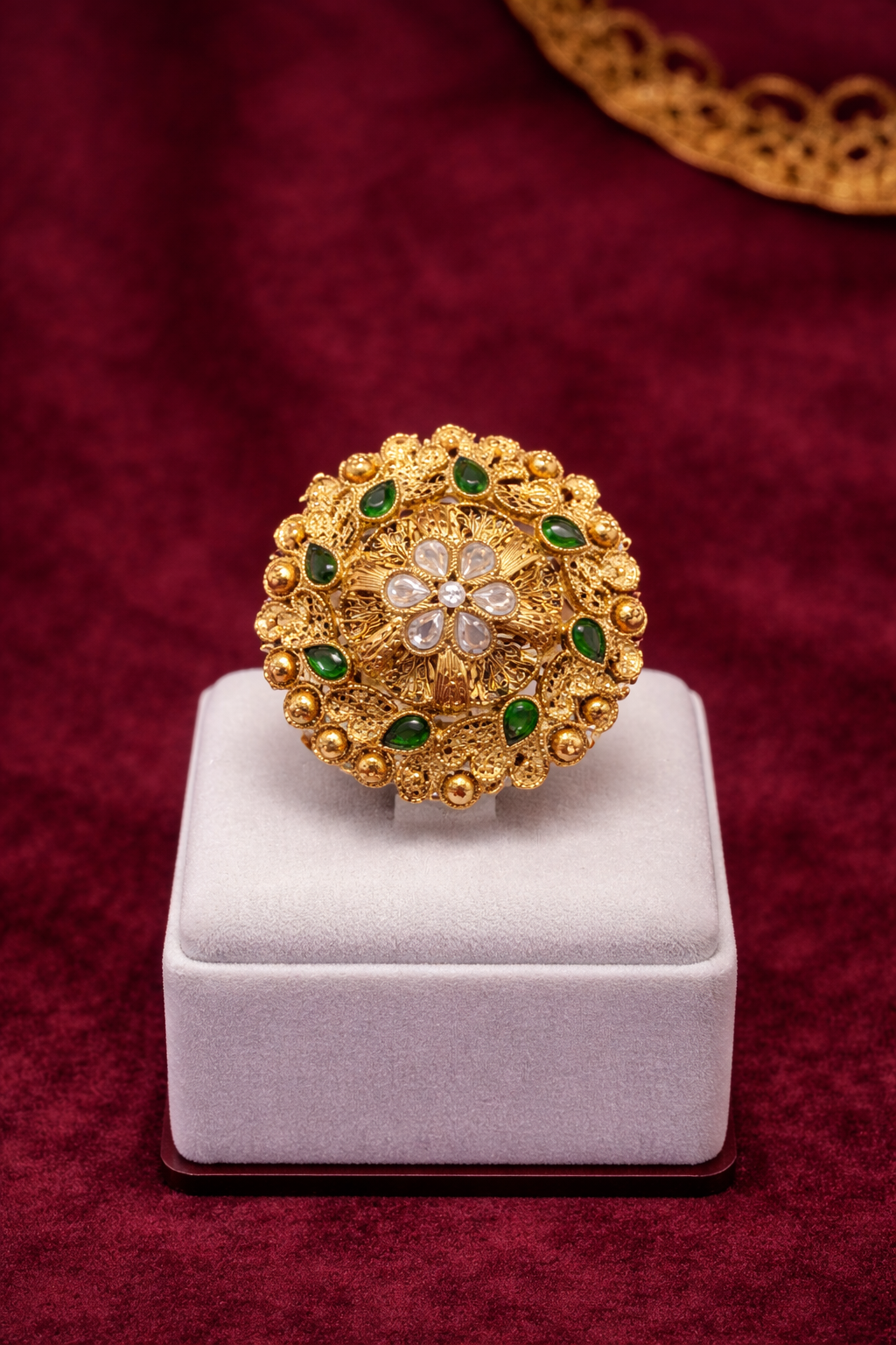 Classic Kundan Floral Statement Ring